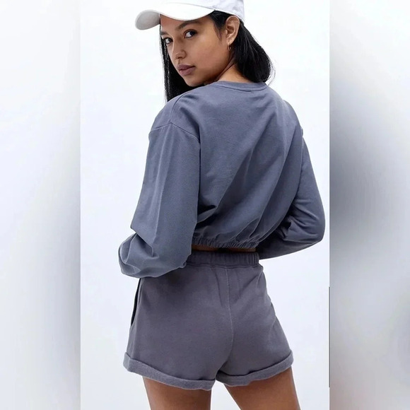 PacSun Diana Cinched Crew Neck Cropped Sweatshirt - Size M - Picture 3 of 8